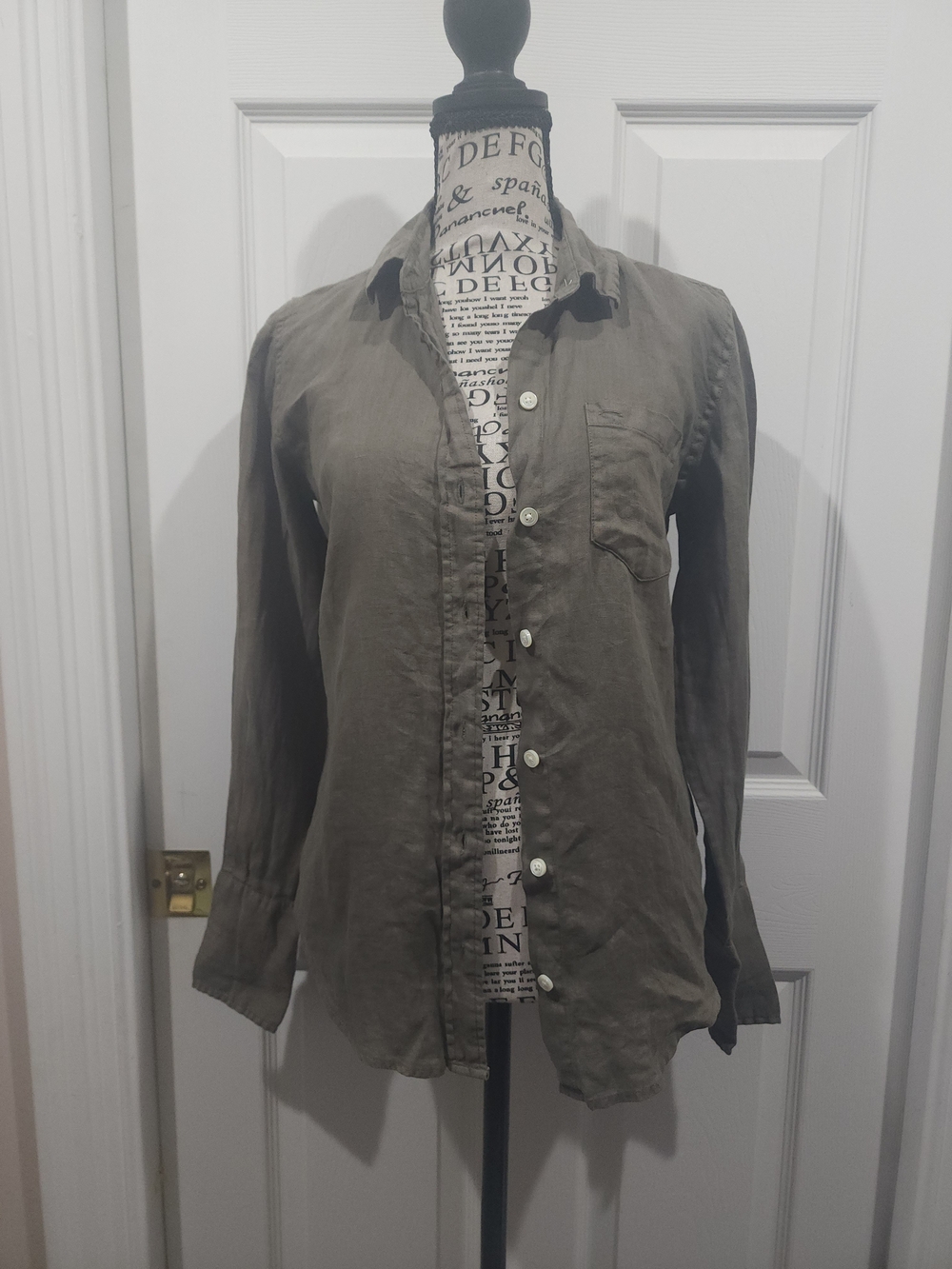 Alex Mill 100% Linen Olive-Green Button Front Shirt